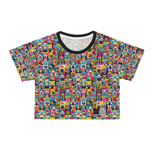 Neon Pop Playful Pop Culture Mashup Crop Tee - 8404 Design-60