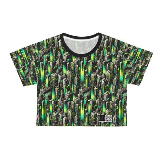 Digital Rebellion Tech-Forward Streetwear Crop Tee - 8404 Design-63