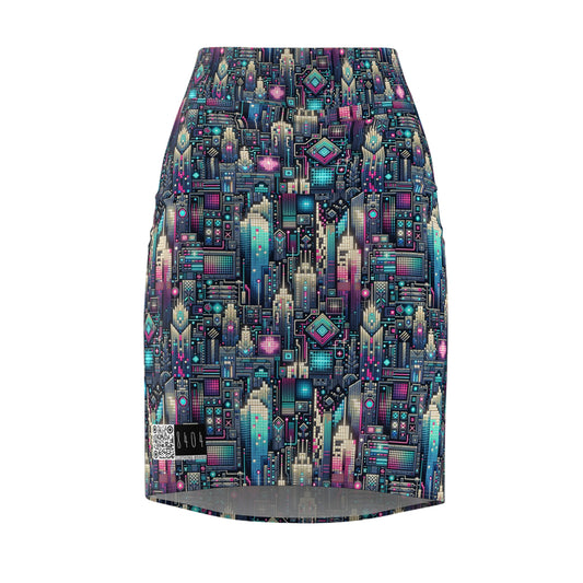Digital Renaissance Tech-Forward Maximalism Women's Pencil Skirt - 8404 Design-56