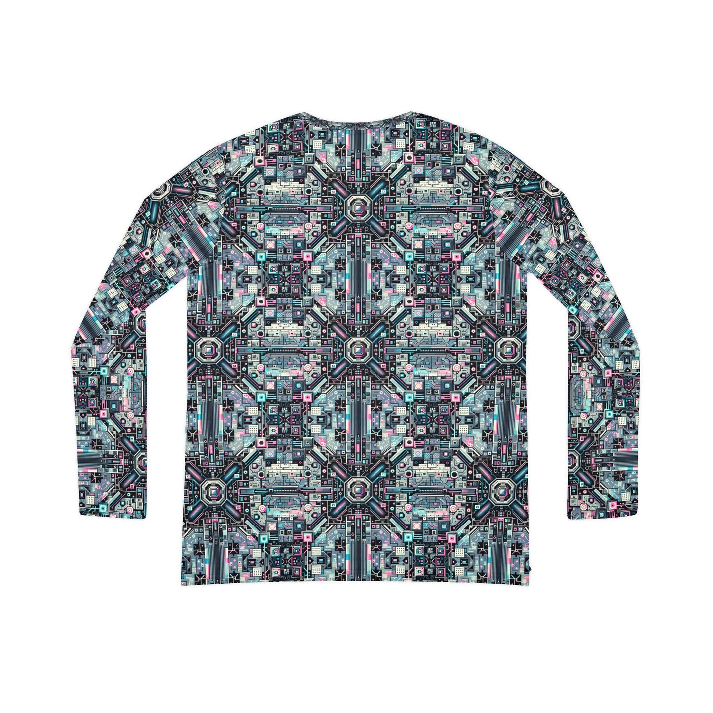 Digital Renaissance Tech-Forward Maximalism Women's Long Sleeve V-Neck Shirt - 8404 Design-44