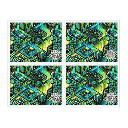 Tech-Infused Neon Tech-Forward Streetwear Sticker Sheets - 8404 Design-38