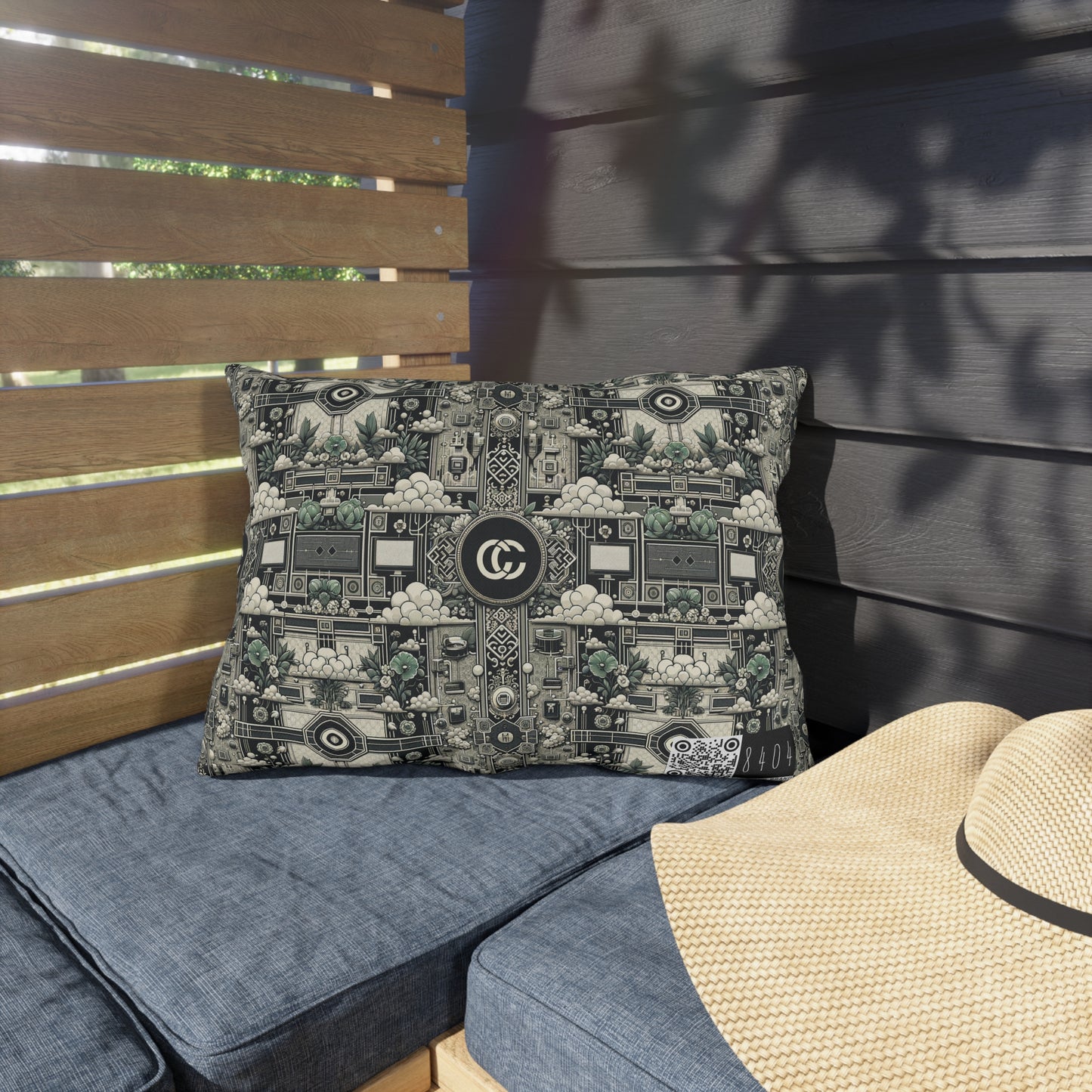 Cyber Garden Party Tech Garden Extravaganza Outdoor Pillow - 8404 Design-54
