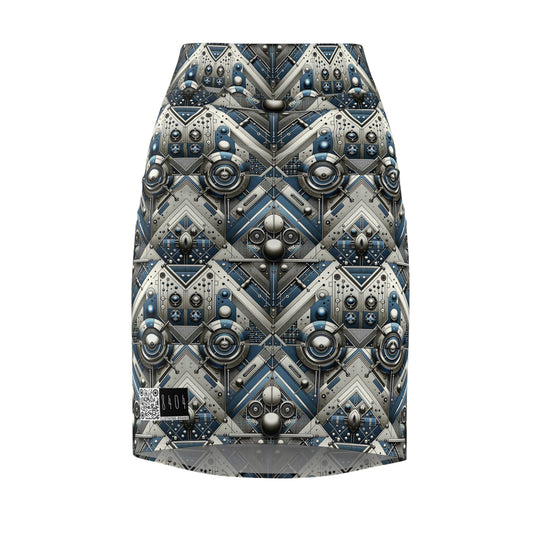 Tech Utility Fusion Tech-Forward Utility With a Futuristic Edge Women's Pencil Skirt - 8404 Design-63