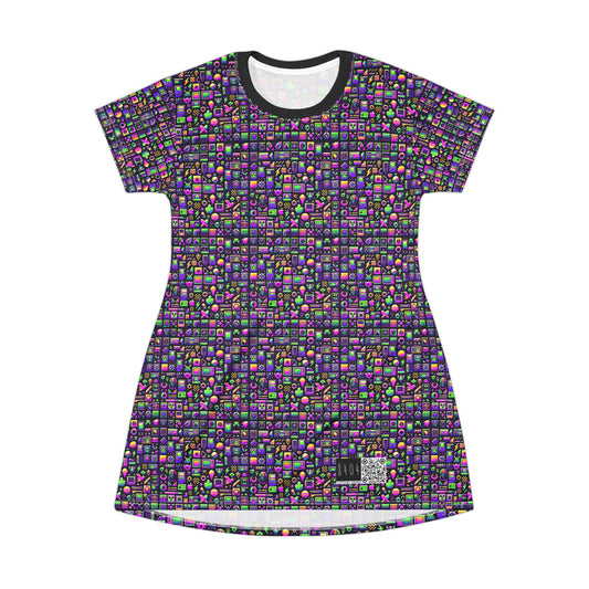 Digital Nostalgia Remix Modern Vintage Fusion T-Shirt Dress - 8404 Design-49