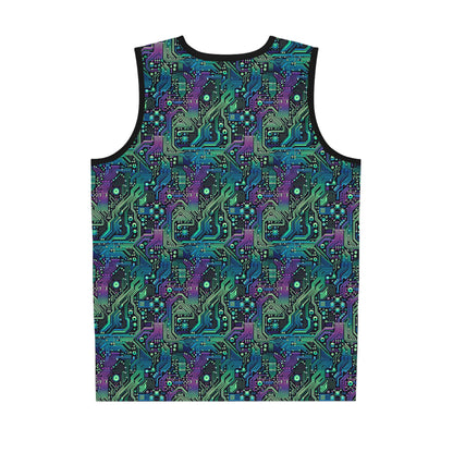 Tech-Infused Neon Tech-Forward Streetwear Basketball Jersey - 8404 Design-66
