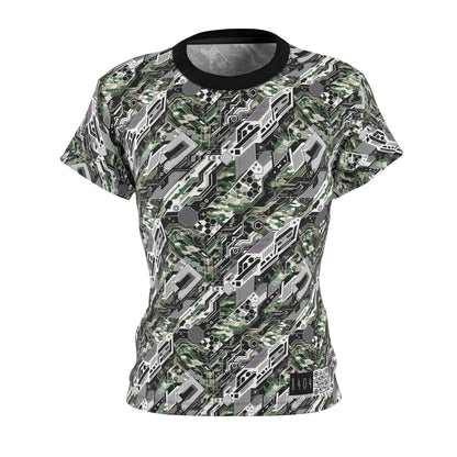 Tech Camo Fusion Tech-Forward Streetwear With a Futuristic Edge Women's Cut & Sew Tee - 8404 Design-46