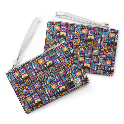 Digital Pop Culture Mashup Maximalist Pop Clutch Bag - 8404 Design-52