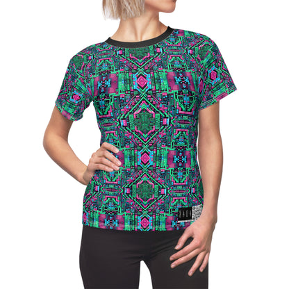 Digital Glitch Vibes Tech-Inspired Streetwear Women's Cut & Sew Tee - 8404 Design-71