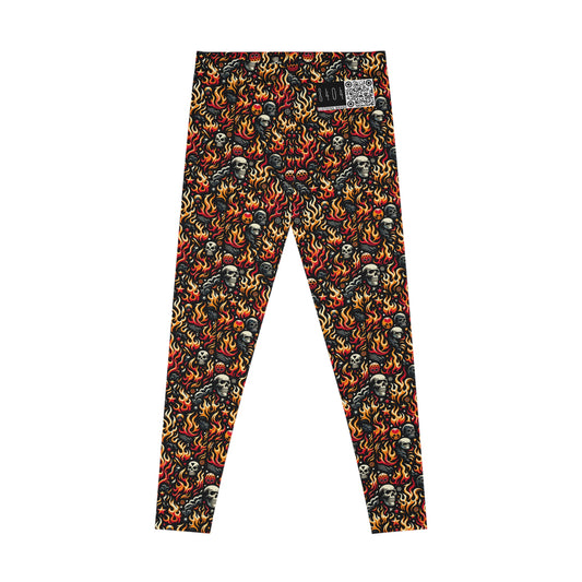Flame Graphics Maximalist Streetwear Stretch Leggings - 8404 Design-76
