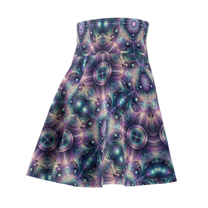 Iridescent Tech Fusion Tech-Forward Streetwear Women's Skater Skirt - 8404 Design-61
