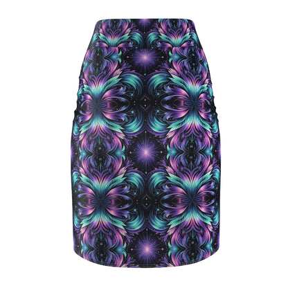 Iridescent Dream Futuristic Tech Women's Pencil Skirt - 8404 Design-60