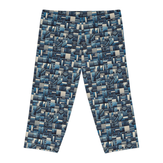 Tech-Inspired Utility Tech-Forward Streetwear With Utilitarian Edge Women's Capri Leggings - 8404 Design-44