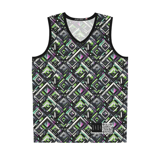 Retro Futurism Graphics Tech-Forward Streetwear Basketball Jersey - 8404 Design-48