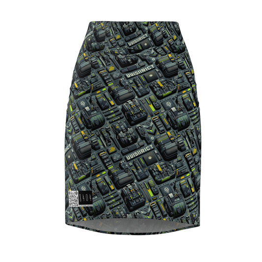 Tech Utility Streetwear Futuristic Tech-Forward Women's Pencil Skirt - 8404 Design-47