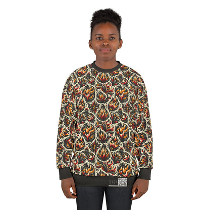 Fire & Flames Bold Streetwear Statement Sweatshirt - 8404 Design-57
