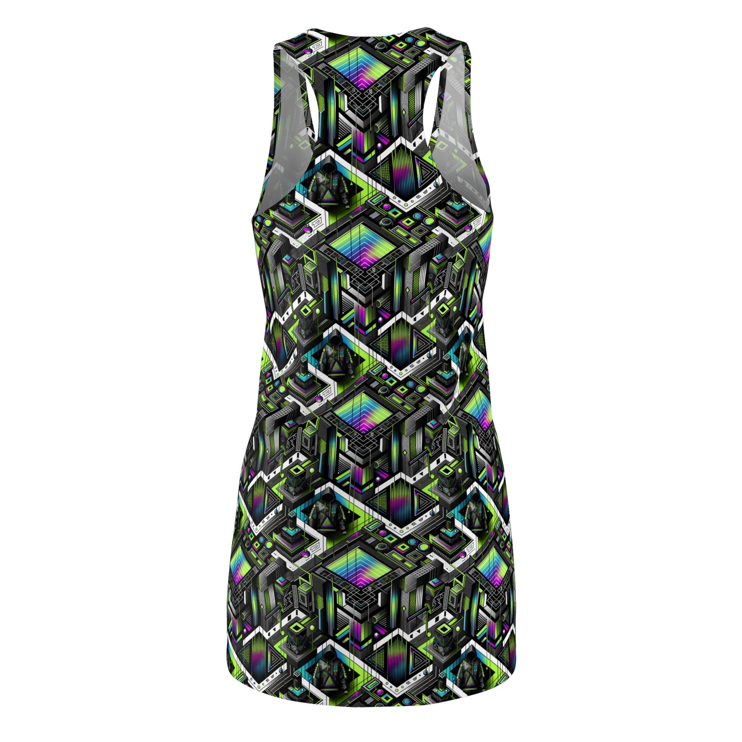 Retro Futurism Graphics Tech-Forward Streetwear Women's Cut & Sew Racerback Dress - 8404 Design-52
