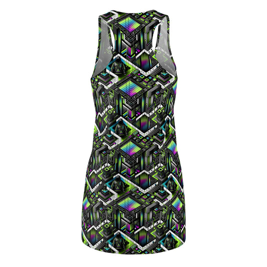 Retro Futurism Graphics Tech-Forward Streetwear Women's Cut & Sew Racerback Dress - 8404 Design-52