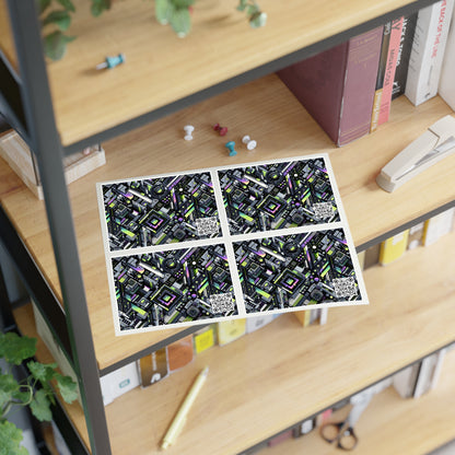 Retro Futurism Graphics Tech-Forward Streetwear Sticker Sheets - 8404 Design-49
