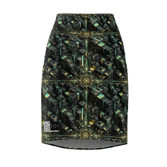 Tech Noir Graphics Tech-Inspired Streetwear Women's Pencil Skirt - 8404 Design-66