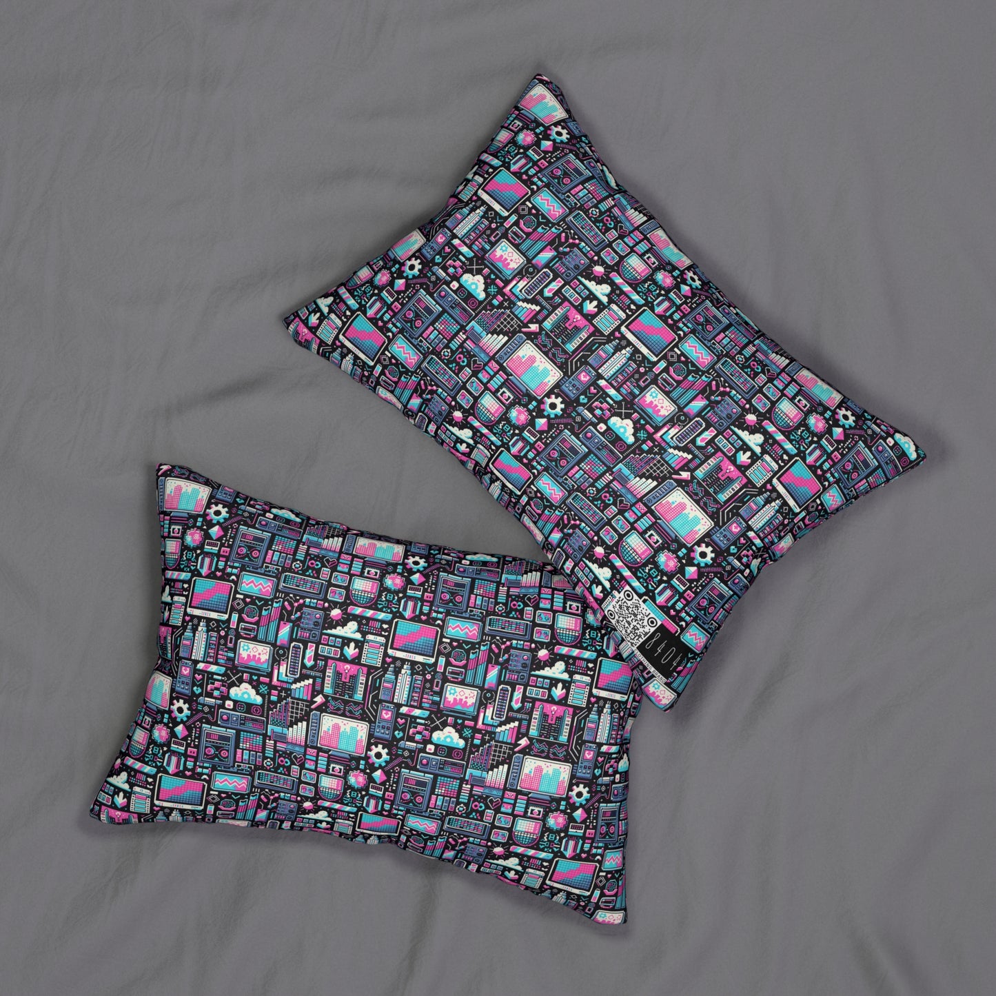 Digital Rebellion Youthful Streetwear with a Rebellious Digital Twist Spun Polyester Lumbar Pillow - 8404 Design-71 B