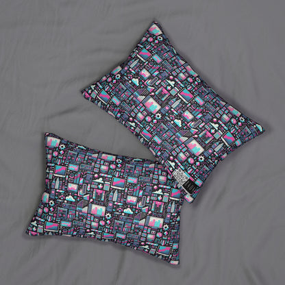 Digital Rebellion Youthful Streetwear with a Rebellious Digital Twist Spun Polyester Lumbar Pillow - 8404 Design-71 B