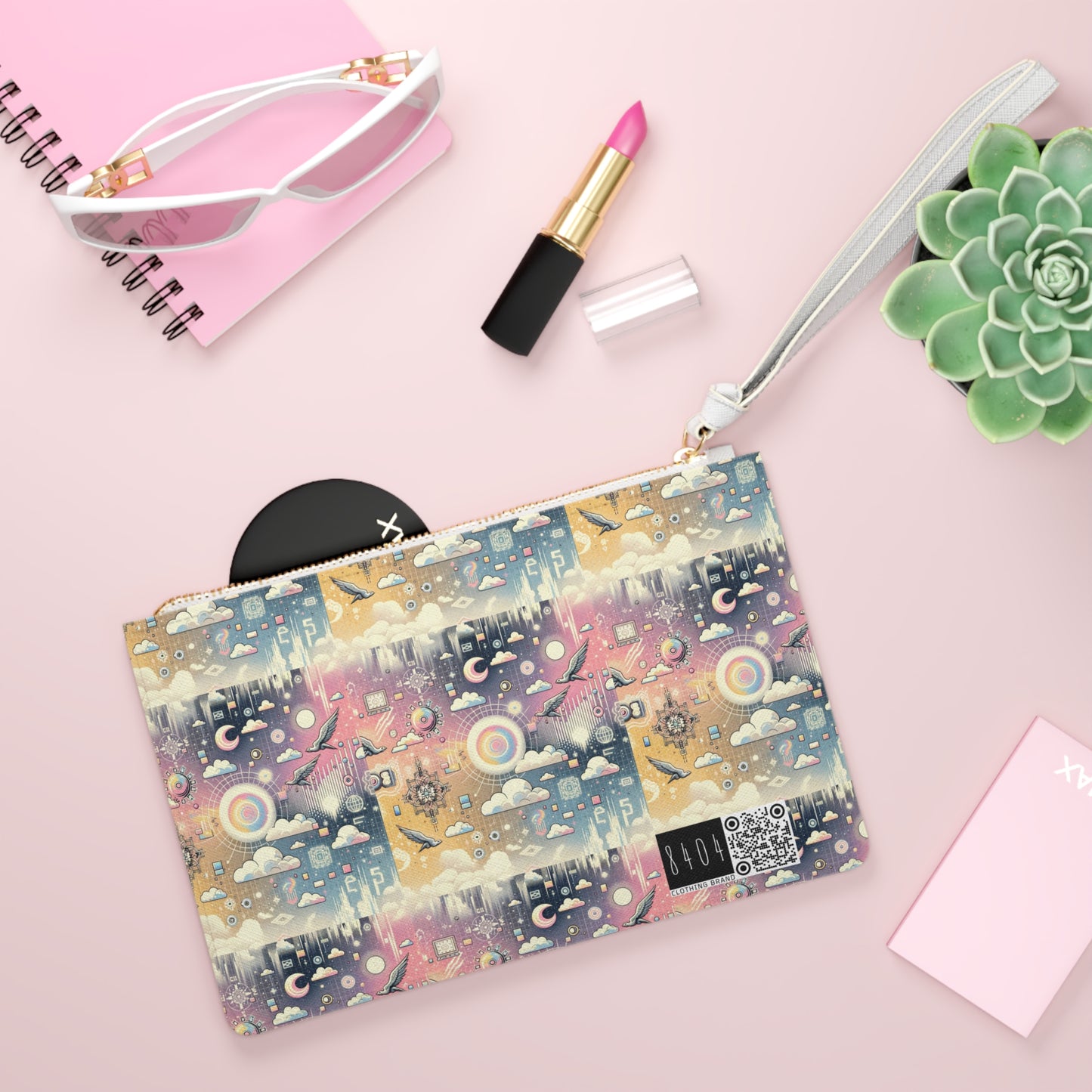 Digital Dreamland Whimsical and Nostalgic Streetwear With a Digital Twist Clutch Bag - 8404 Design-69