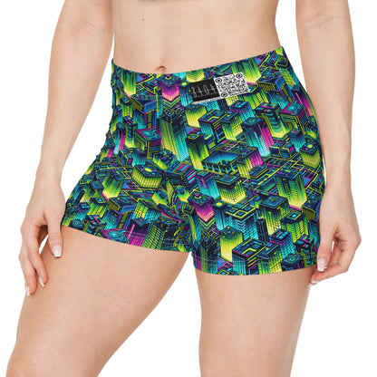 Tech-Infused Neon Tech-Forward Streetwear Women's Shorts - 8404 Design-65