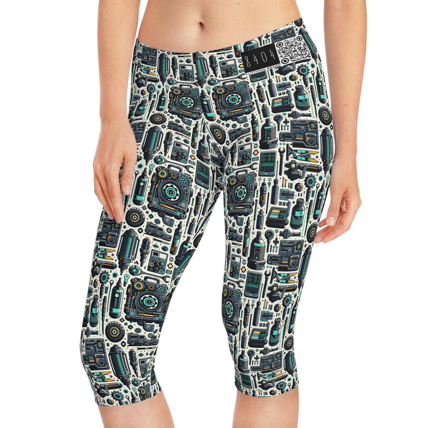 Tech Utility Fusion Modern Tech Streetwear Women's Capri Leggings - 8404 Design-53