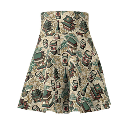 Cultural Artisanal Fusion Contemporary Cultural Elegance Women's Skater Skirt - 8404 Design-68