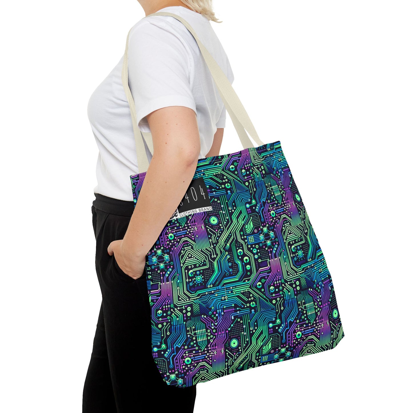 Tech-Infused Neon Tech-Forward Streetwear Tote Bag - 8404 Design-66