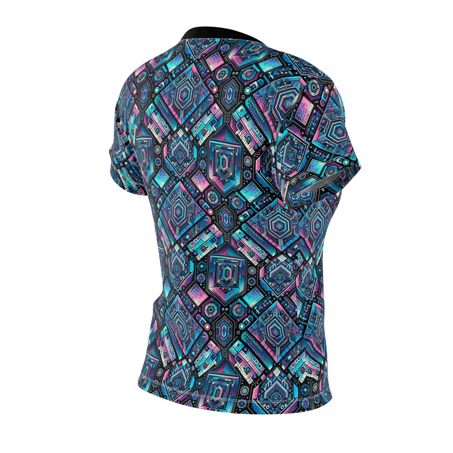 Digital Dreamland Futuristic Tech Aesthetic Women's Cut & Sew Tee - 8404 Design-46