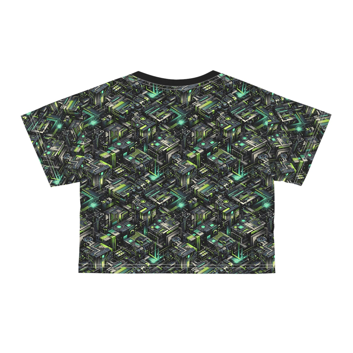 Tech-Infused Graphics Tech-Forward Streetwear Crop Tee - 8404 Design-47