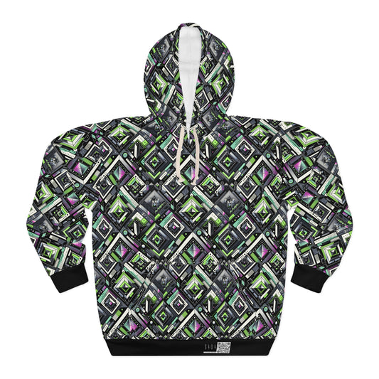Retro Futurism Graphics Tech-Forward Streetwear Pullover Hoodie - 8404 Design-48