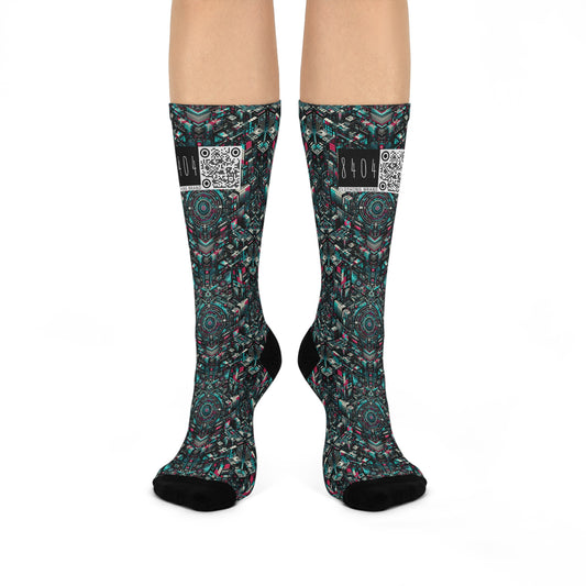 Digital Rebellion Tech-Inspired Streetwear Cushioned Crew Socks - 8404 Design-54