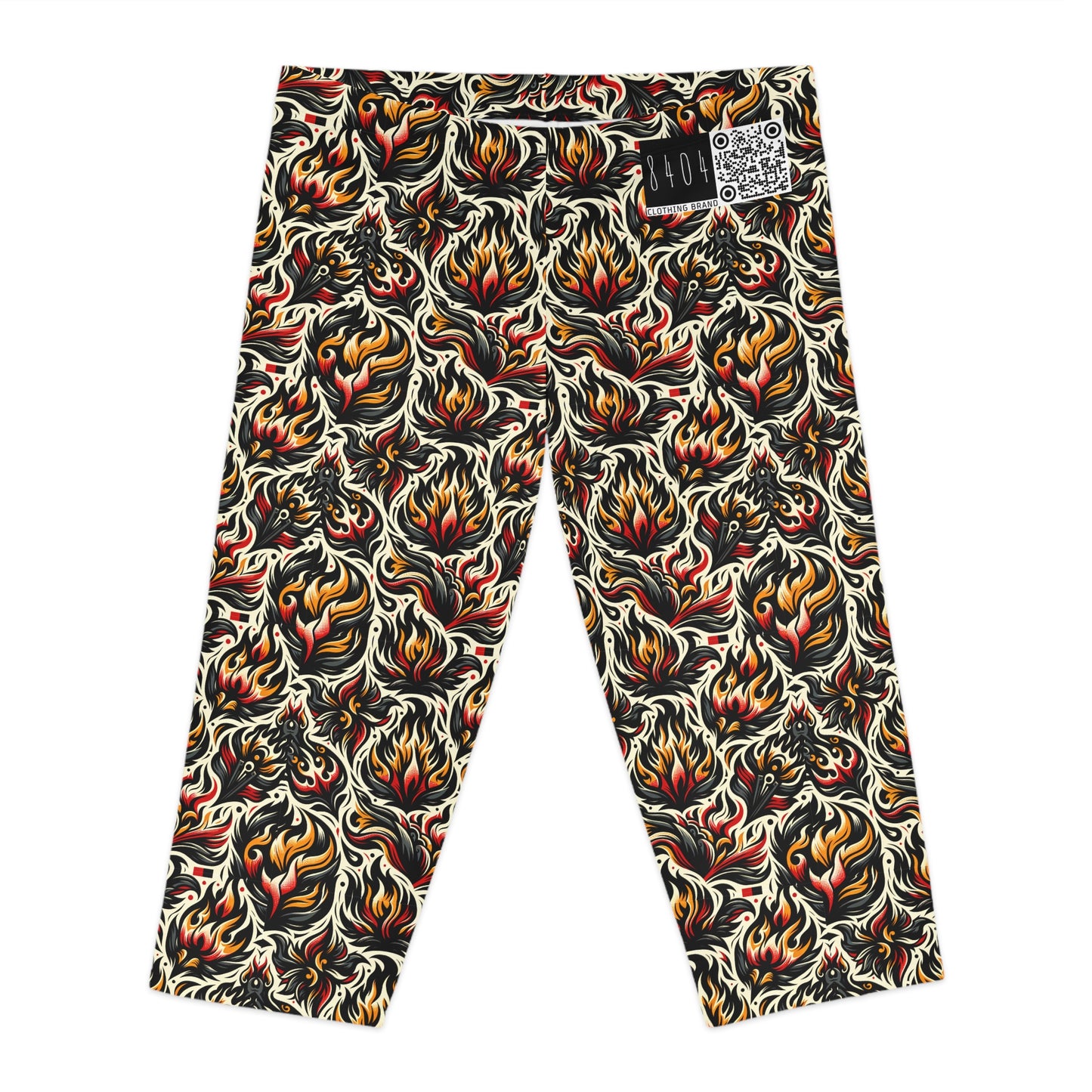 Fire & Flames Bold Streetwear Statement Women's Capri Leggings - 8404 Design-57