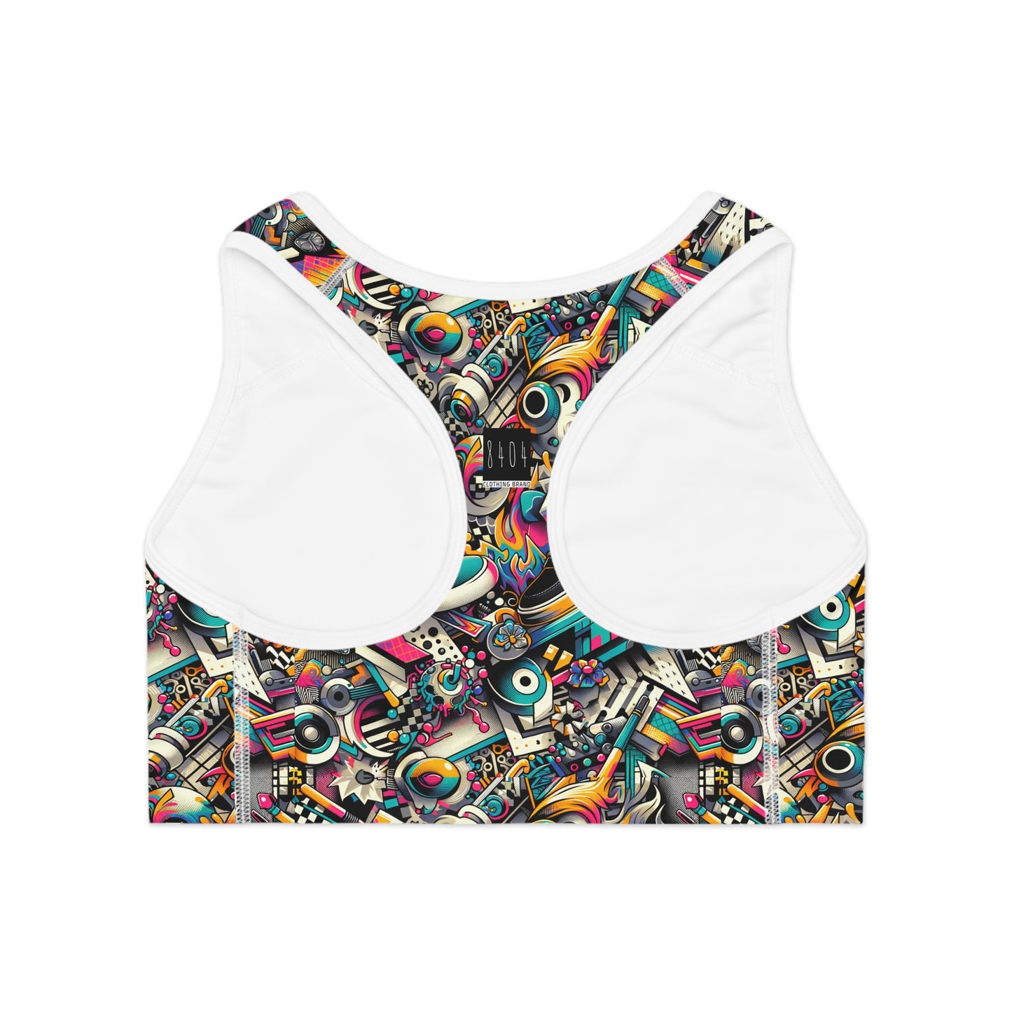 Urban Graffiti Fusion Eclectic Street Art Meets Modern Tech Culture Sports Bra - 8404 Design-55