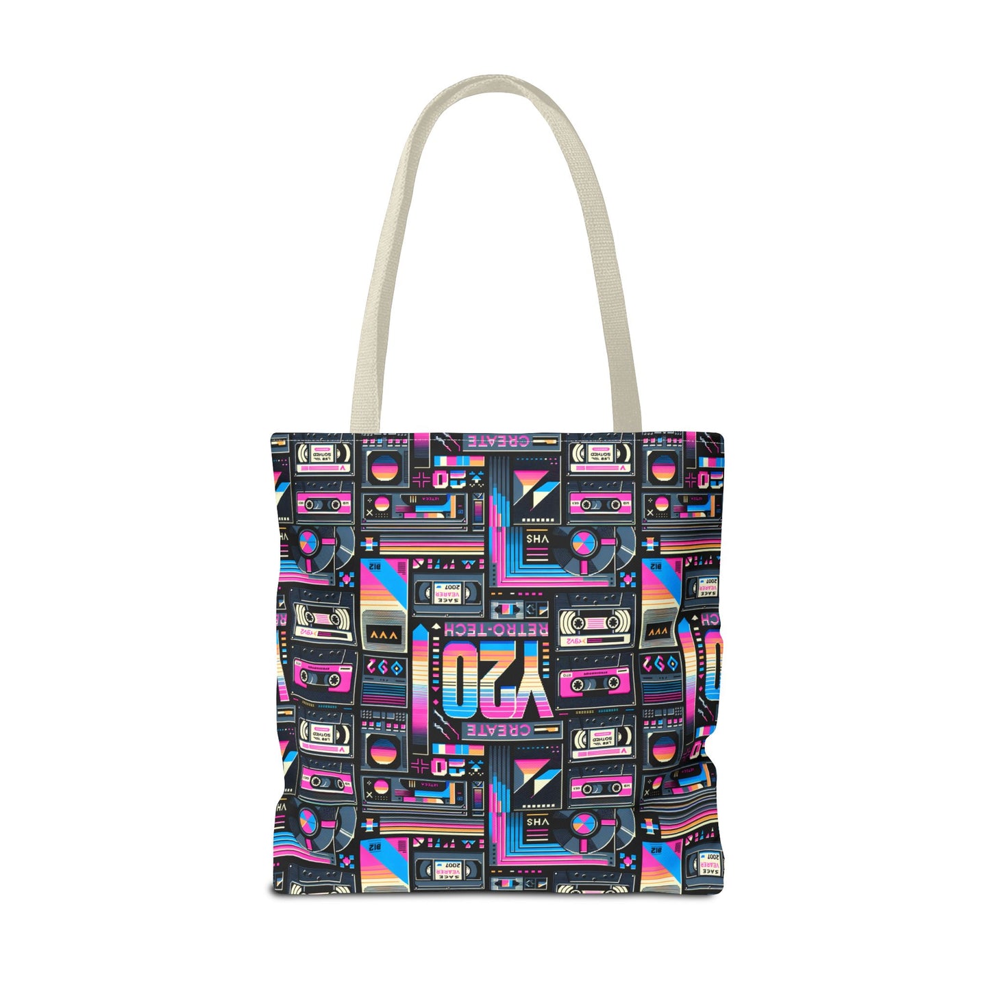 Digital Nostalgia Tech-Inspired Retro Fusion Tote Bag - 8404 Design-65