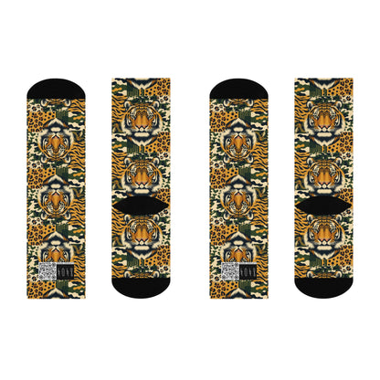 Streetwear Safari Urban Jungle Exploration Cushioned Crew Socks - 8404 Design-64