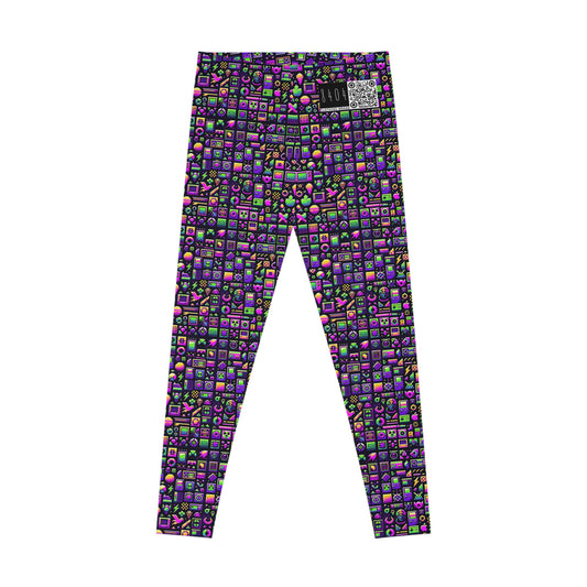 Digital Nostalgia Remix Modern Vintage Fusion Stretch Leggings - 8404 Design-49