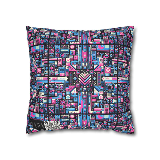 Digital Rebellion Youthful Streetwear with a Rebellious Digital Twist Faux Suede Square Pillowcase - 8404 Design-65