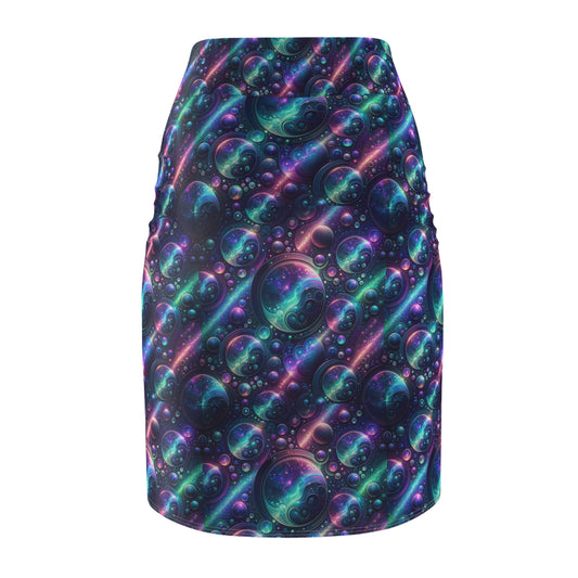 Iridescent Tech Fusion Tech-Forward Streetwear Women's Pencil Skirt - 8404 Design-51