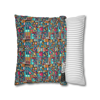 Digital Pop Culture Mashup Maximalist Pop Faux Suede Square Pillowcase - 8404 Design-47