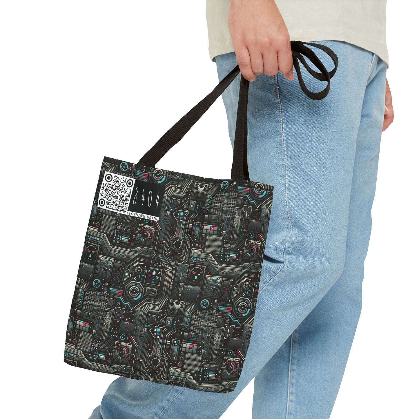 Tech Noir Aesthetics Sleek Tech Streetwear Tote Bag - 8404 Design-52