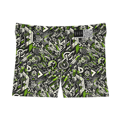 Graffiti Tech Fusion Bold Streetwear Fusion Women's Shorts - 8404 Design-59