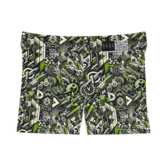 Graffiti Tech Fusion Bold Streetwear Fusion Women's Shorts - 8404 Design-59