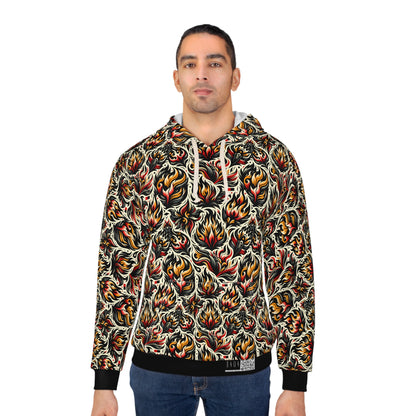 Fire & Flames Bold Streetwear Statement Pullover Hoodie - 8404 Design-57