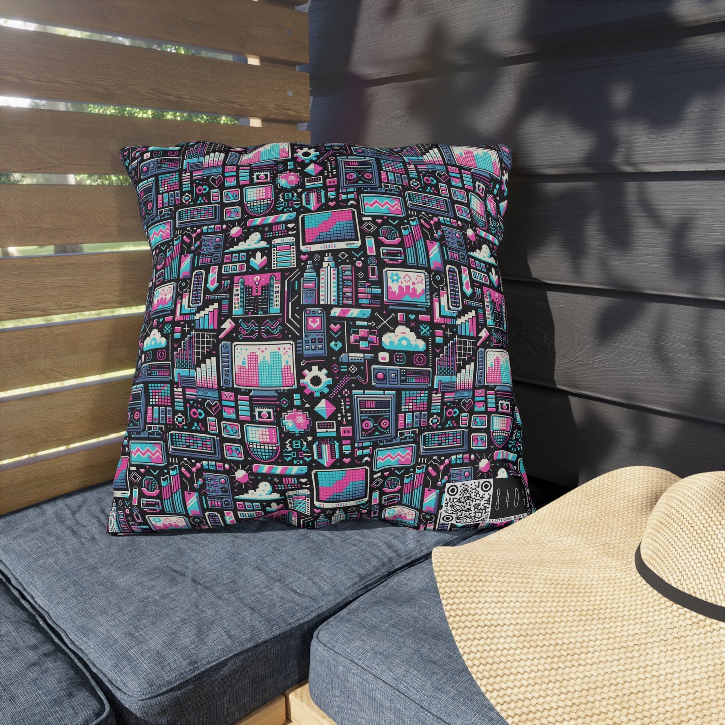 Digital Rebellion Youthful Streetwear with a Rebellious Digital Twist Outdoor Pillow - 8404 Design-71