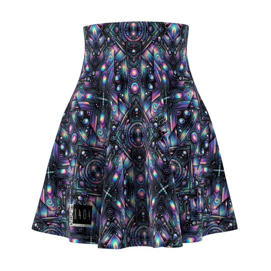 Galactic Hues Tech-Forward Cosmic Fusion Women's Skater Skirt - 8404 Design-58
