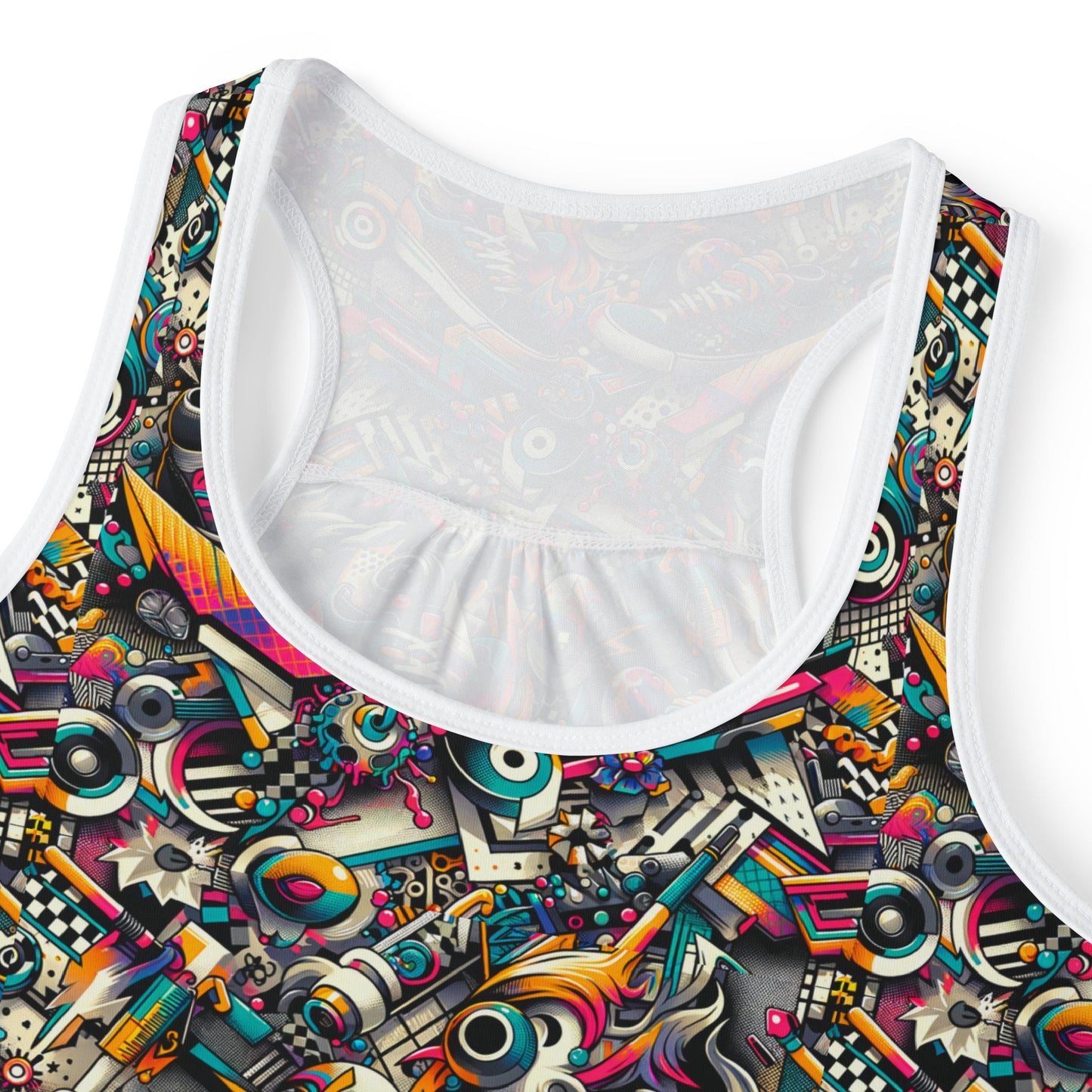 Urban Graffiti Fusion Eclectic Street Art Meets Modern Tech Culture Women's Tank Top - 8404 Design-55