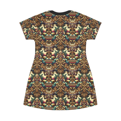 Digital Renaissance Modern Baroque Fusion T-Shirt Dress - 8404 Design-60
